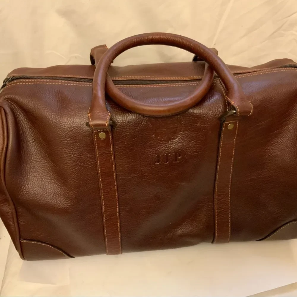 New Links and Kings Brown Leather Duffle Bag Weekender.